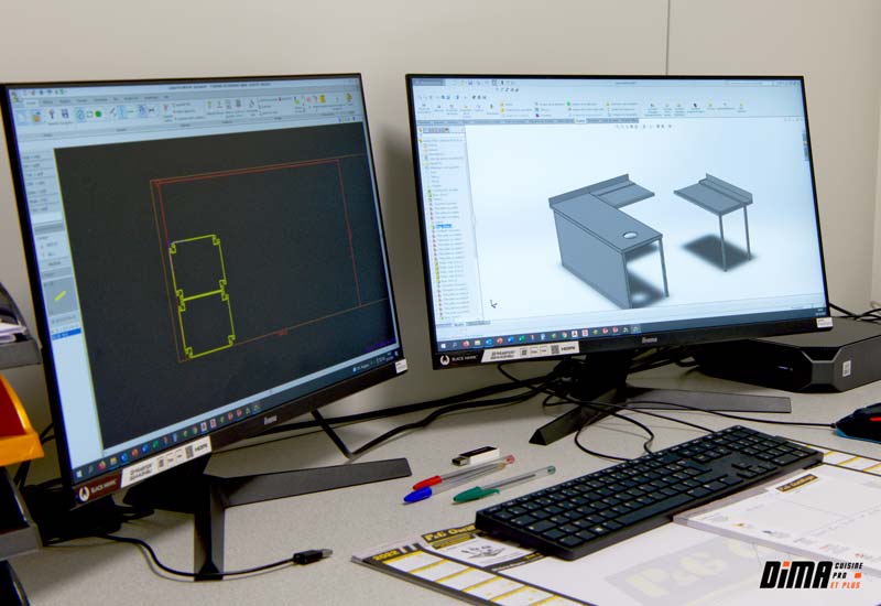 Conception sur mesure d'un meuble inox dans nos ateliers à Lyon