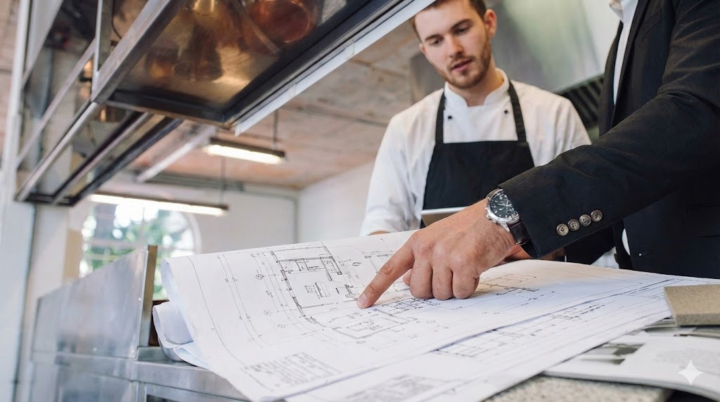 Etude des futurs plans de la cuisine professionnel d'un jeune restaurateur