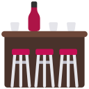 Pictogramme bar avec chaises