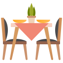Pictogramme diner au restaurant table de deux personnes