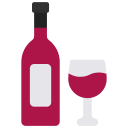 Pictogramme bouteille et verre de vin rouge